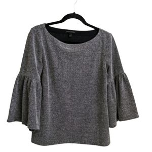 🌟 Banana Republic Black Tweed Bell Sleeve Blouse